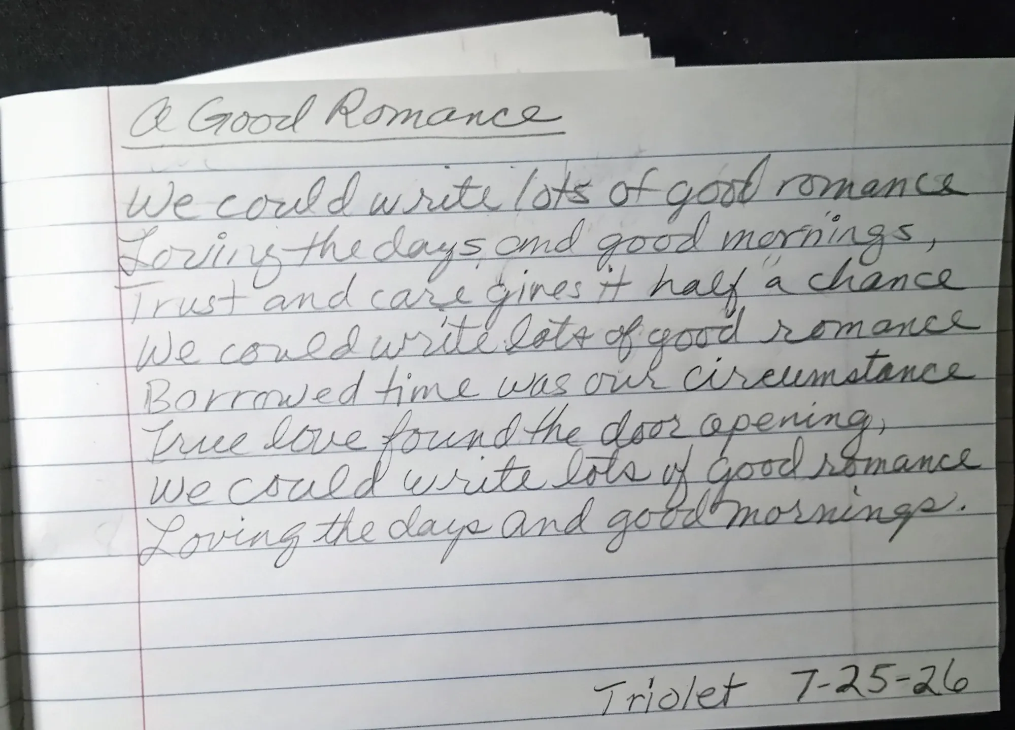 Hand written poem photo