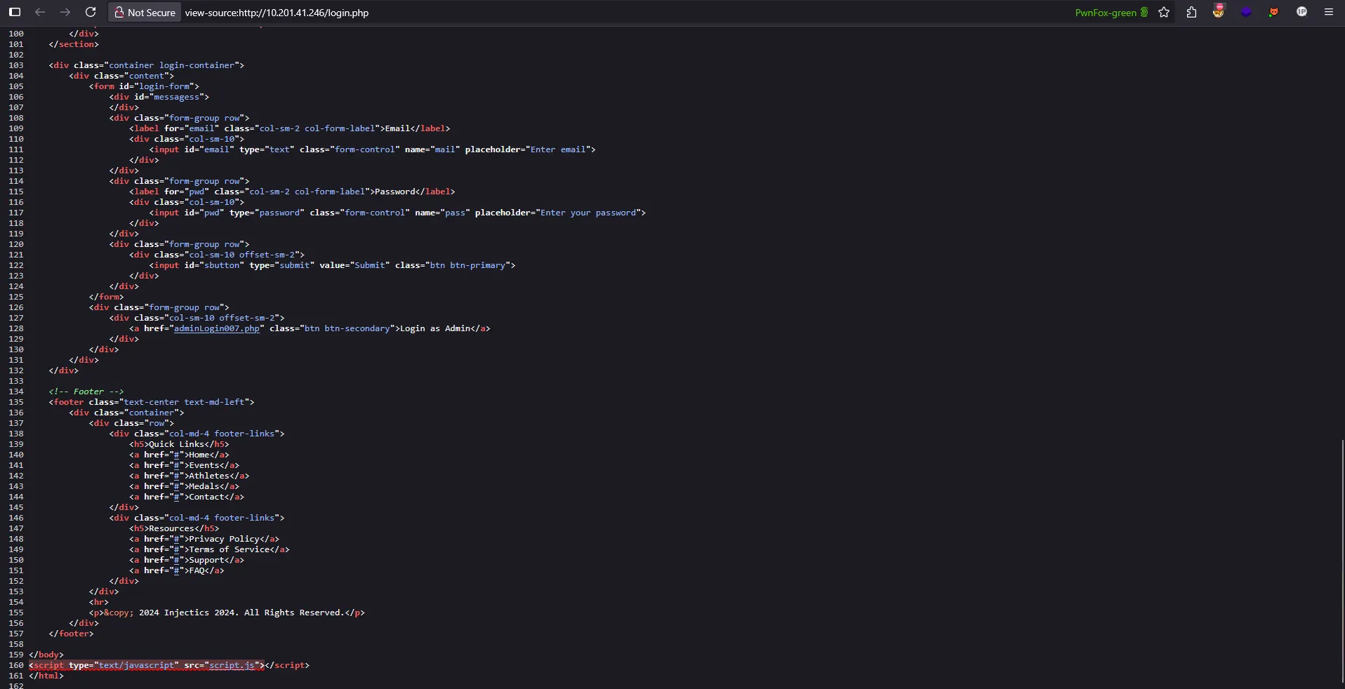 Website initial view