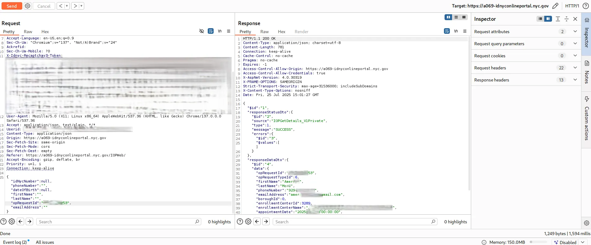 PoC screenshot (redacted)