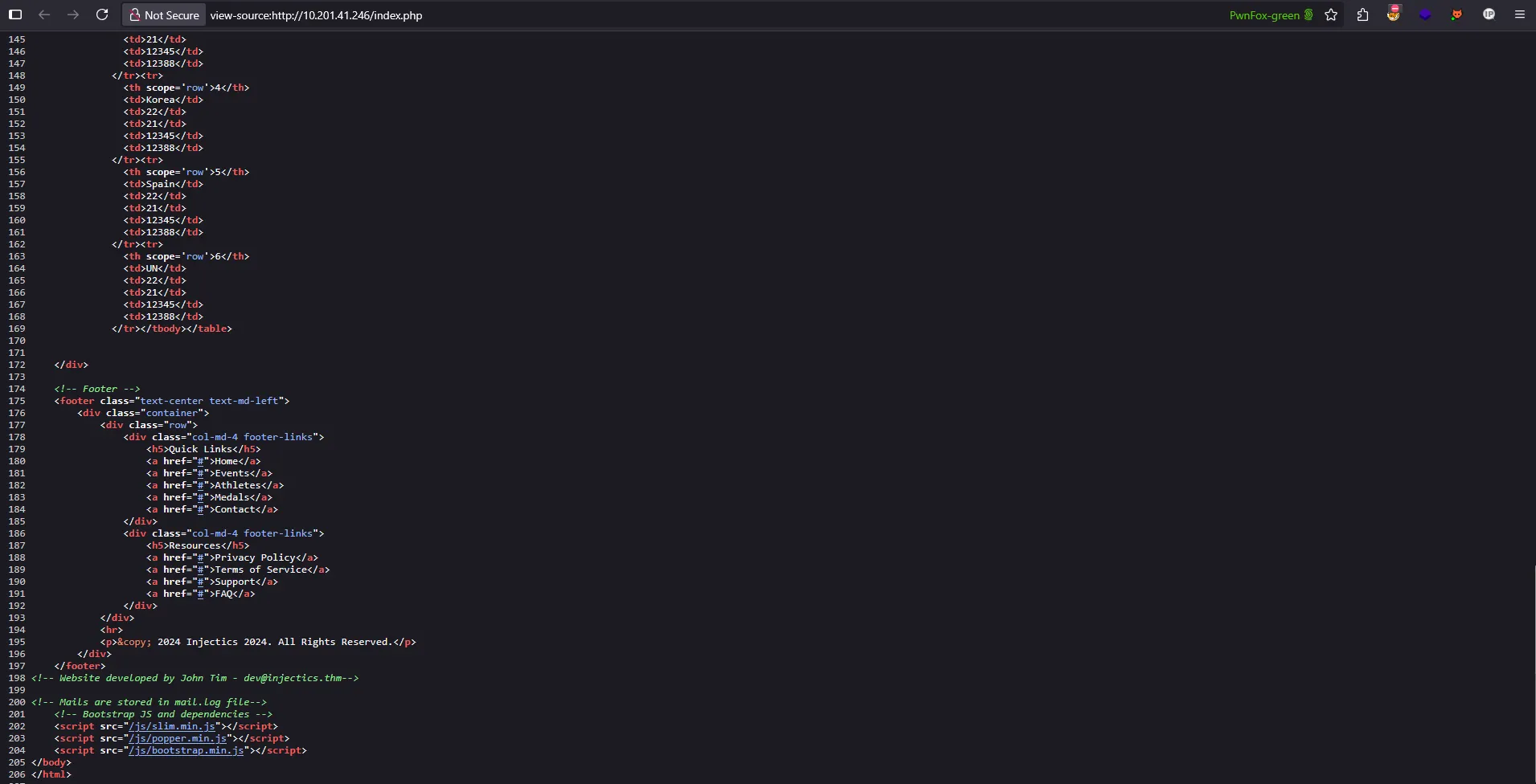 Website initial view