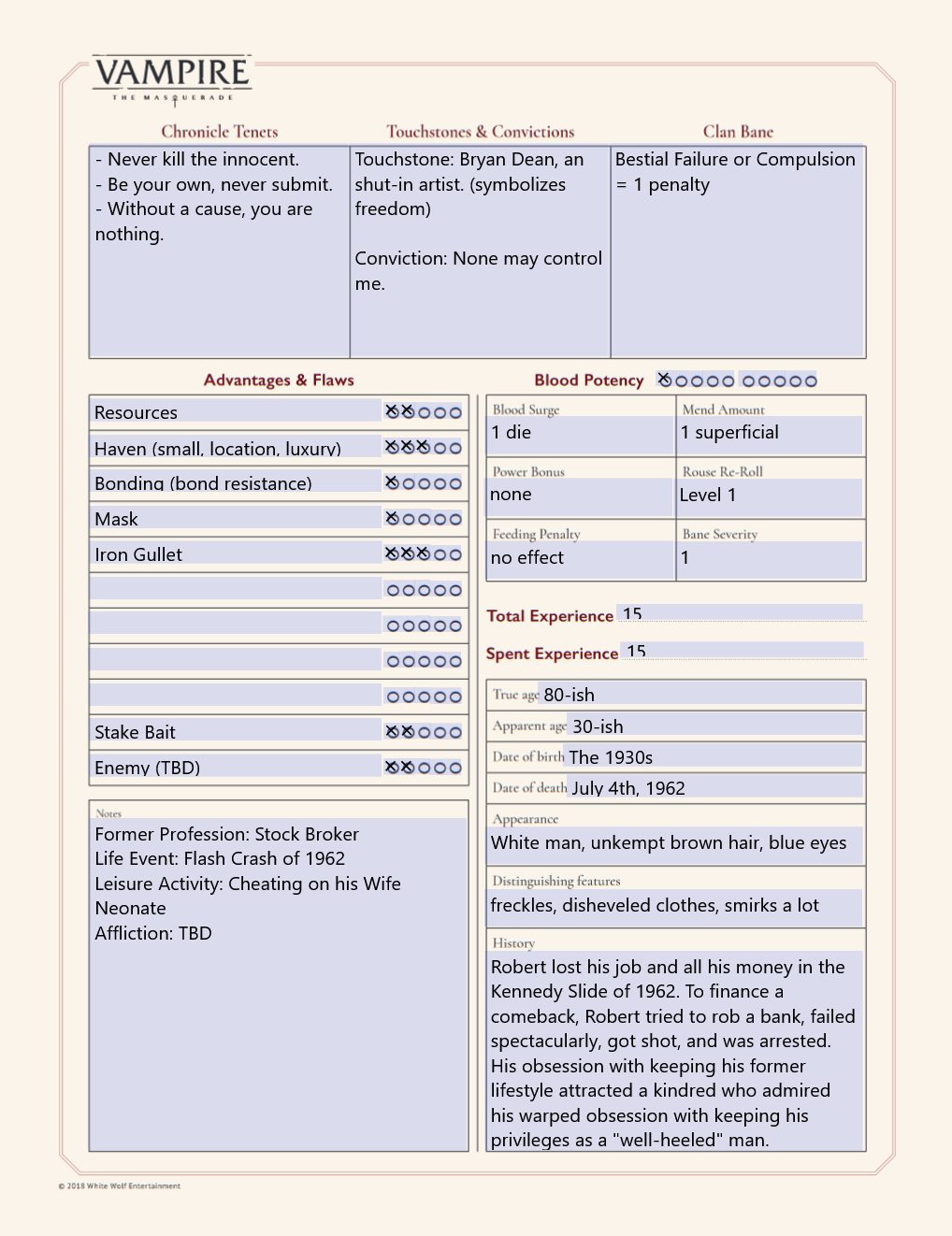 Vampire The Masquerade Revised Characther Sheet