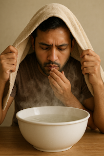 Steaming for treating fever, caught, cold and pimples.