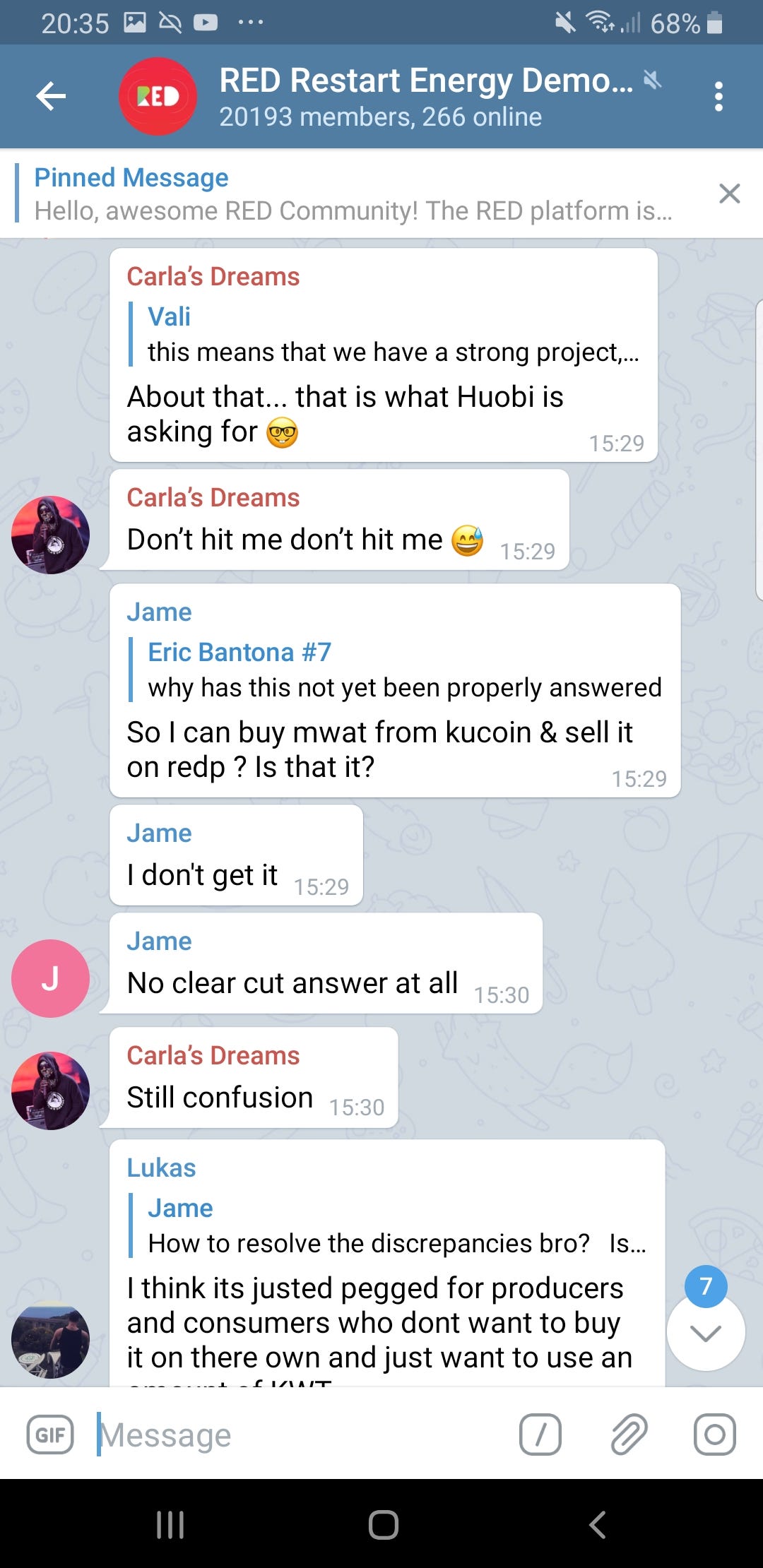 Is this MWAT token price collusion in Restart Energy Democracy Telegram  chat ? | by ICO watch | Medium