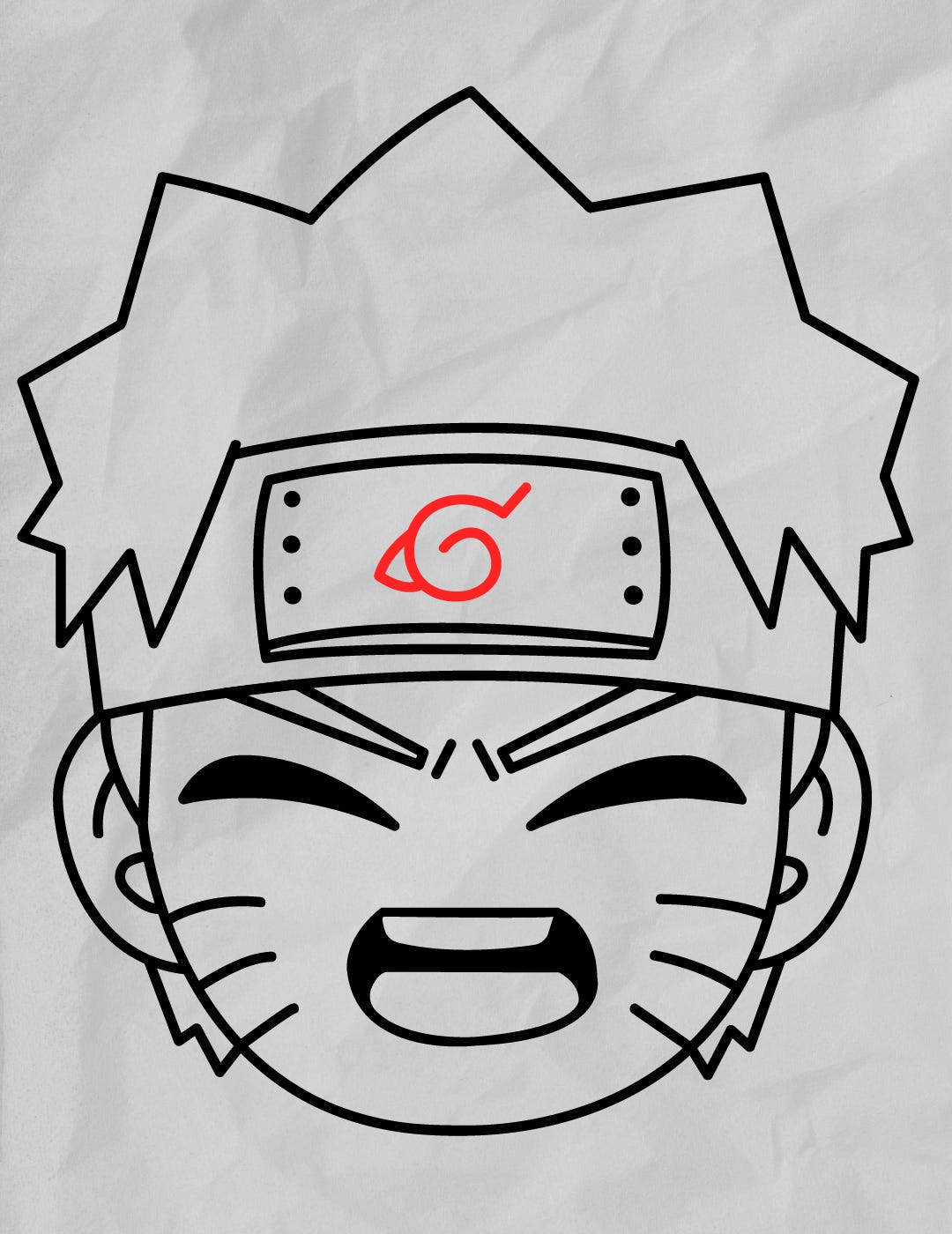 How to Draw Naruto Easy, Naruto Half face drawin