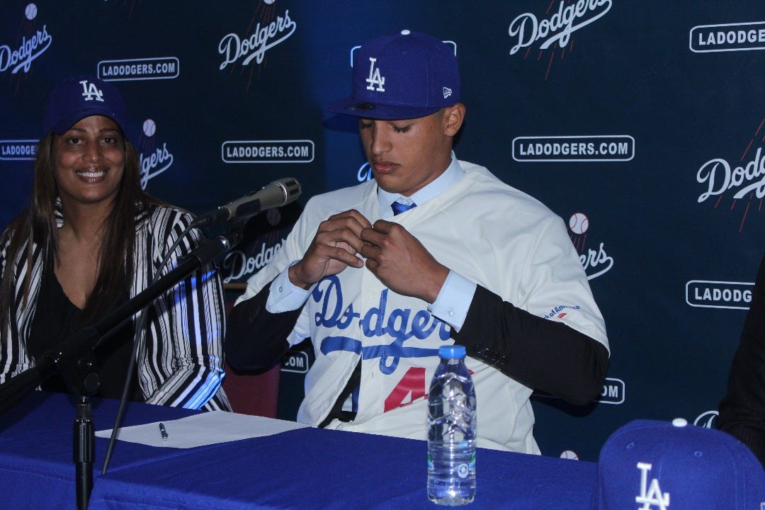 DIEGO CARTAYA DODGERS SIGNED 16X20 PHOTO FUTURES STARTING CATCHER