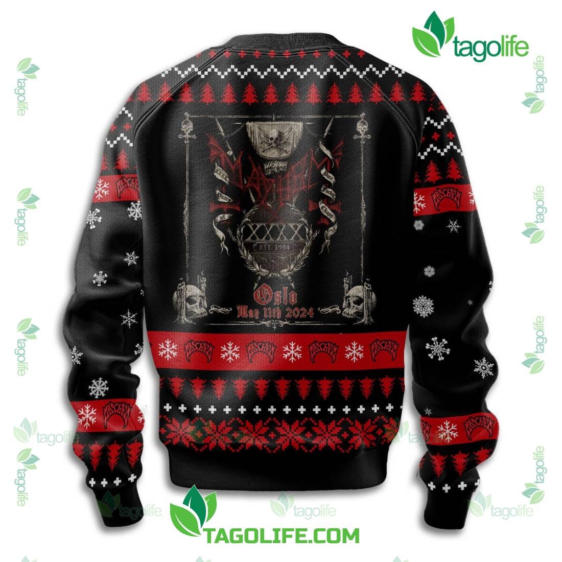 | Dec, Band The Mayhem Music Skull by | True Amzing Medium Fashion | Sweater 2023 Ugly Christmas Artist