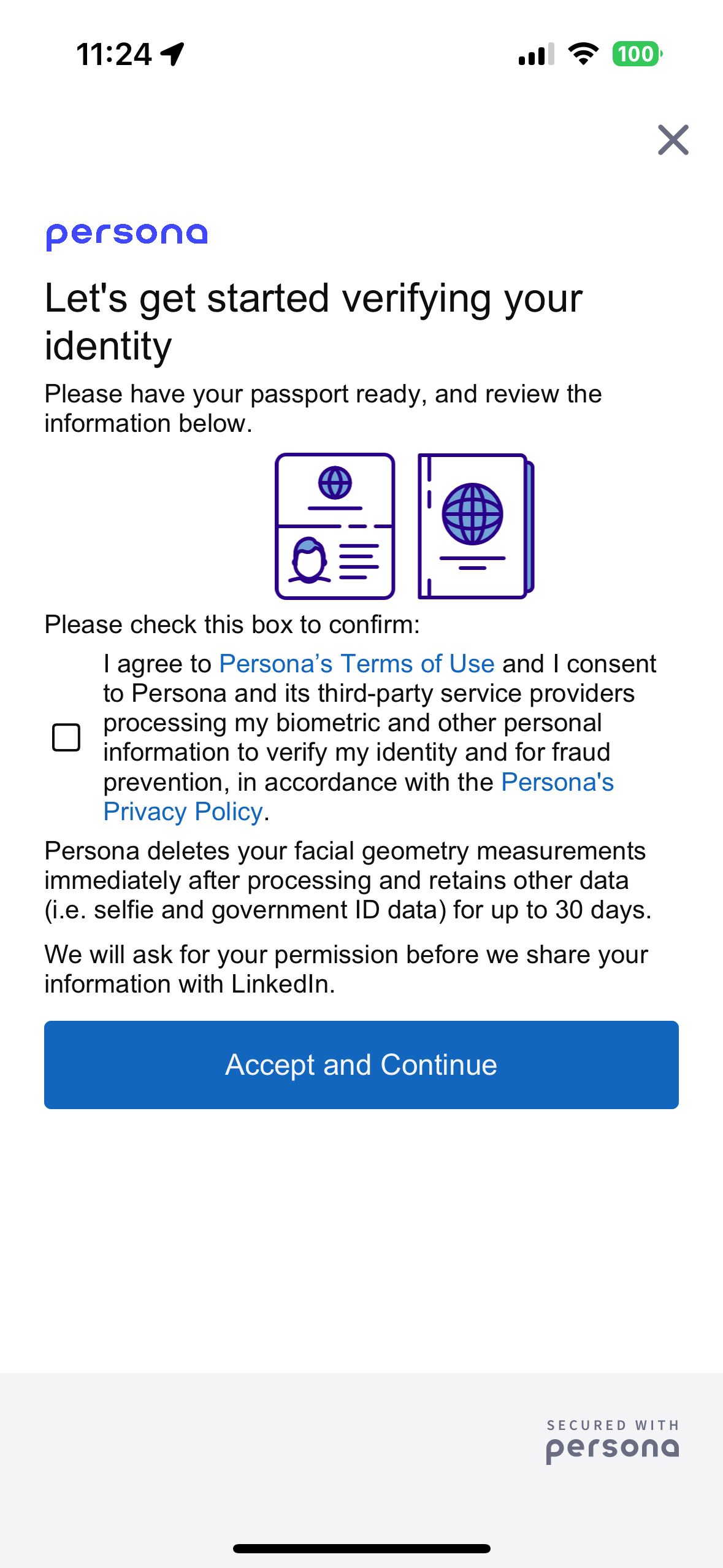 LinkedIn identity verification — NFC 晶片護照的KYC身分認證廣泛運用via persona solution -  Mu Chen (Erhau) - Medium