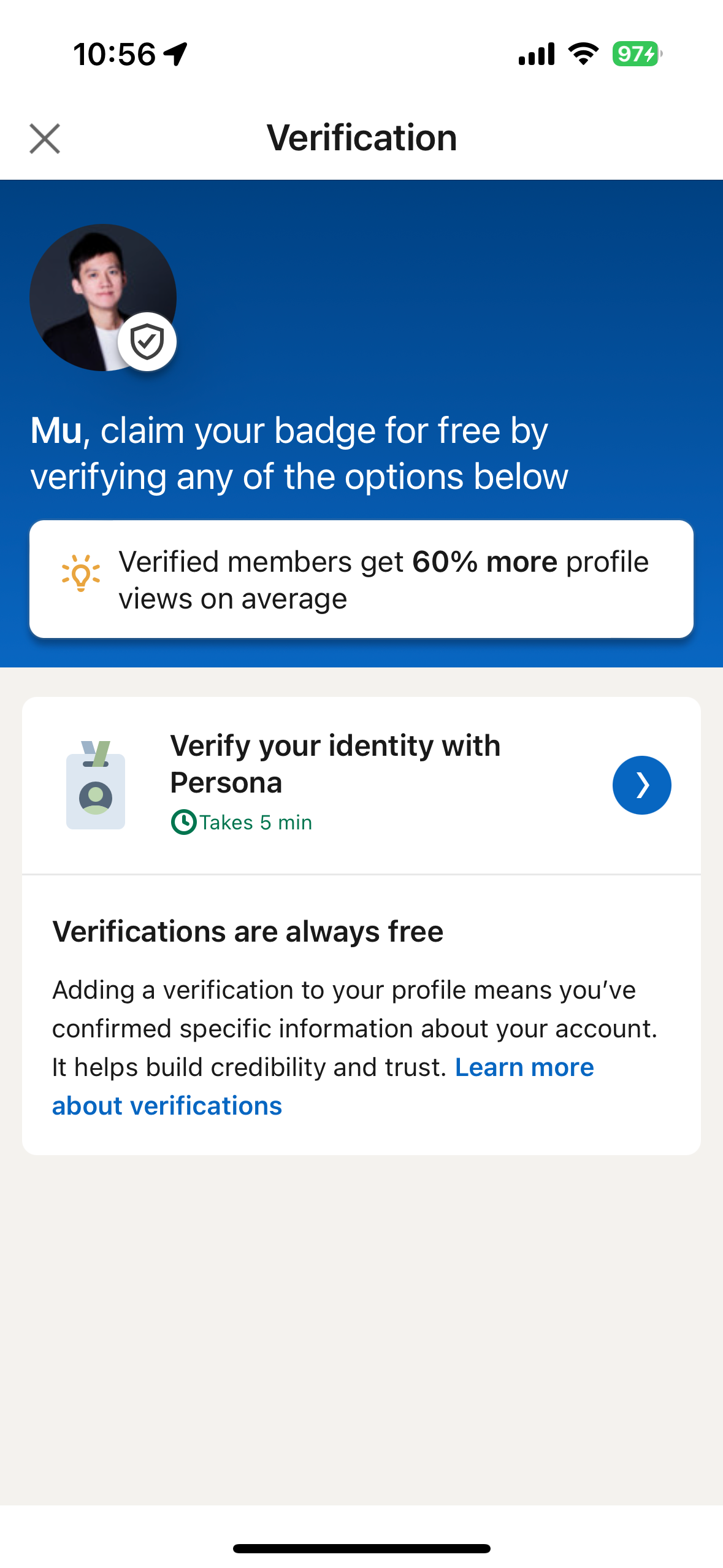 LinkedIn identity verification — NFC 晶片護照的KYC身分認證廣泛運用via persona solution -  Mu Chen (Erhau) - Medium
