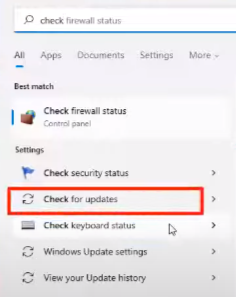 Press check for updates inside the Search section