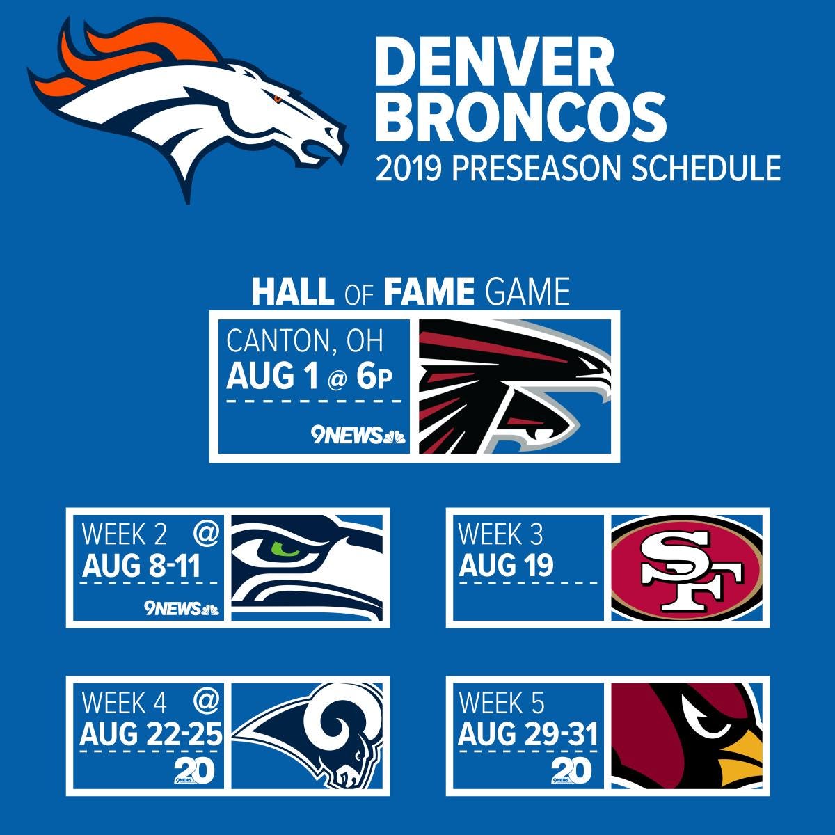 9NEWS announces Denver Broncos preseason 2022 broadcast team