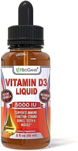 Bioganix Vitamin D3 Liquid Supplement for Mood, Muscle, Bone, Teeth and Immune Support, Pure High…