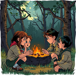 Scouts contando cuentos — Grok AI