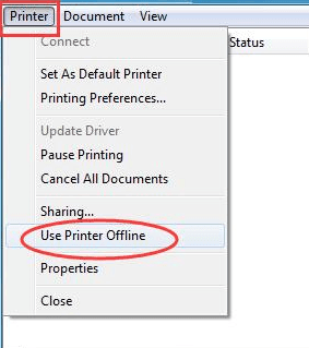 Use Printer Offline