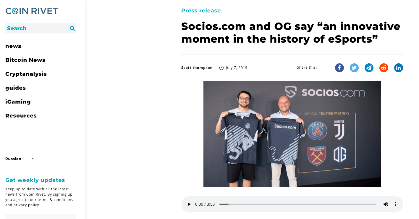 Making Headlines: Partnership Announcements, by Socios.com, Socios.com