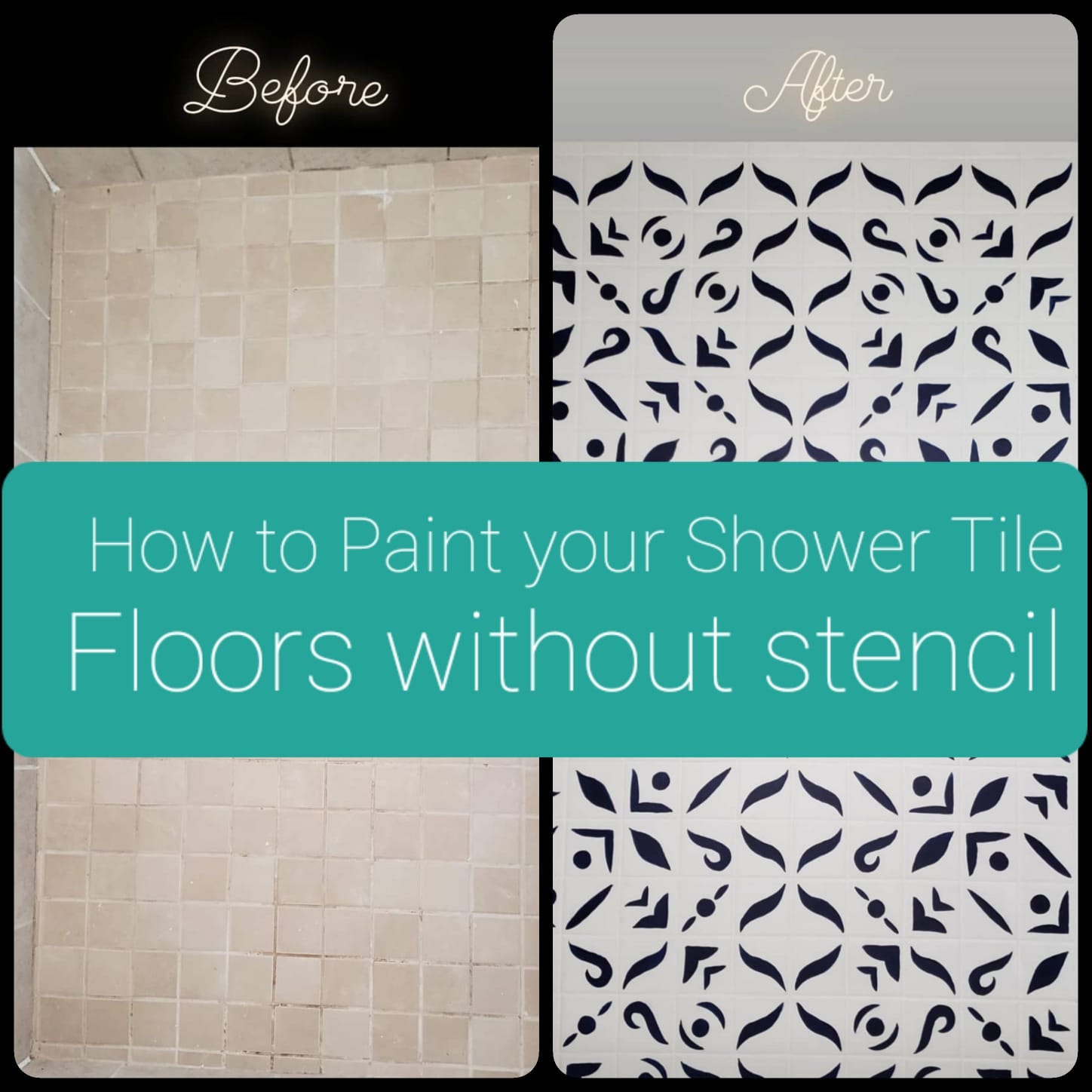 How to Paint your Shower Tile Floors Without Stencil, by How to be an  Adult