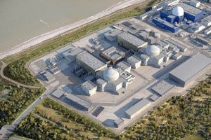 Model of Sizewell C, Sizewell B top right