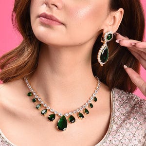 Unveiling the Beauty: Emerald and Diamond Necklace Set  by Jewelssav 