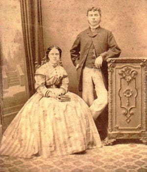 Eliza Ann “Annie” Chapman and John Chapman on their wedding day, 1869. Source.