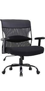 Heavy Duty Executive Office Chair, 400lbs Big and Tall Leather Office Chair  for Heavy People, High Back Ergonomic Computer Desk Chair with Tilt  Rock&Tension, Padded Armrests, Black 