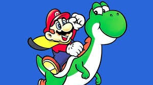 A picture of Mario riding Yoshi.