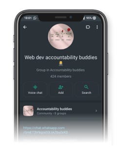 A WhatsApp group home page