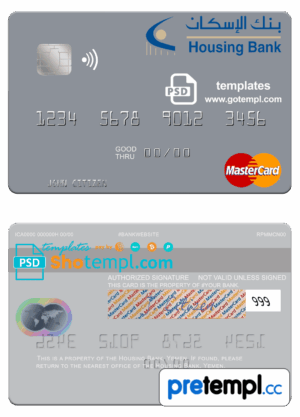 Yemeni Housing Bank mastercard credit card example in PSD format