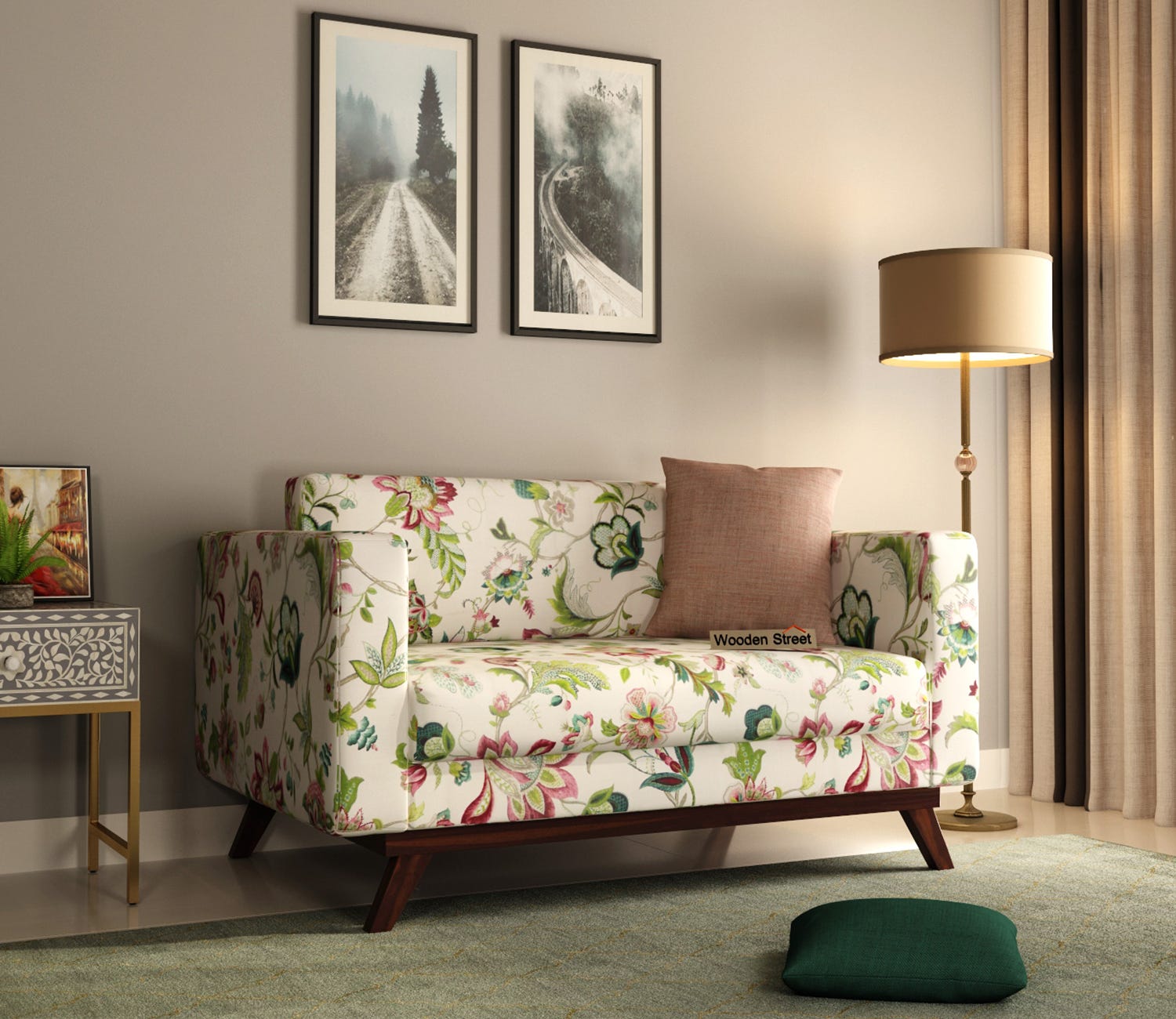 Floral fabric sofa set deals