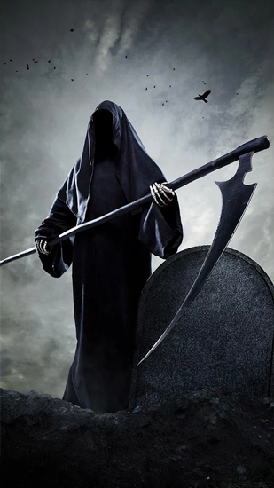 Grim Reaper With Scythe Vector Graphic Royalty Free SVG, Cliparts