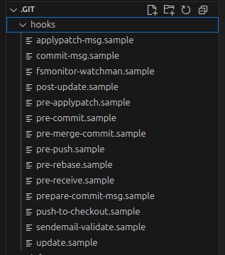 Expand it and you’ll see several sample hook files ( * . sample ).