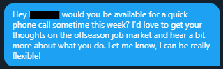 More recent networking message (probably too informal though)