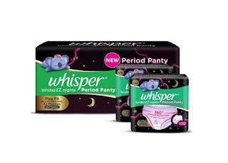 Period Panty Whisper Bindazzz Nights, Suitable for Heavy Flow 12 Whisper  M, L Period Panties 6 + 6, 360° leakage protection, With disposable wrap, by Bnrjumbobazaar, Feb, 2024