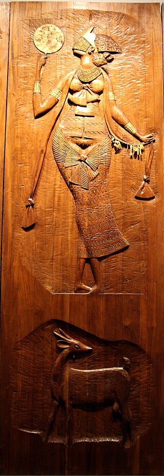 A wood carving of Oshun by Carybé (Image source- Wikimedia commons)