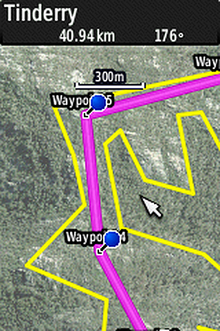 Screenshot of custom map with raster satellite imagery on Garmin GPSMAP 64s