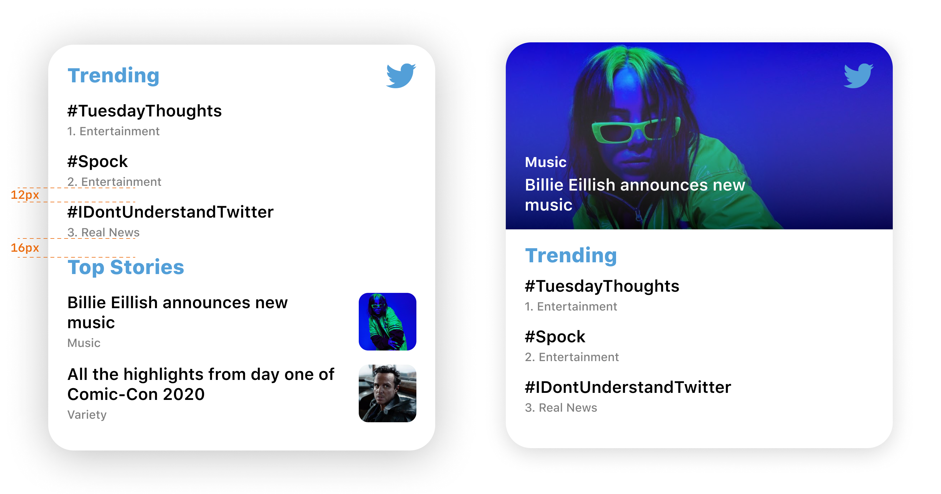 2 layouts for large widgets.
