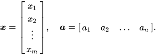 x’s shape is n x 1, while a’s shape is 1 x n | (rows x columns)