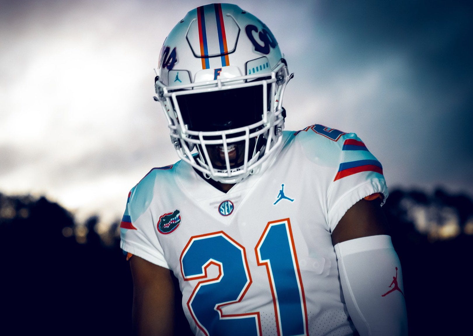 LOOK: Florida Gators unveil American flag script white helmets for