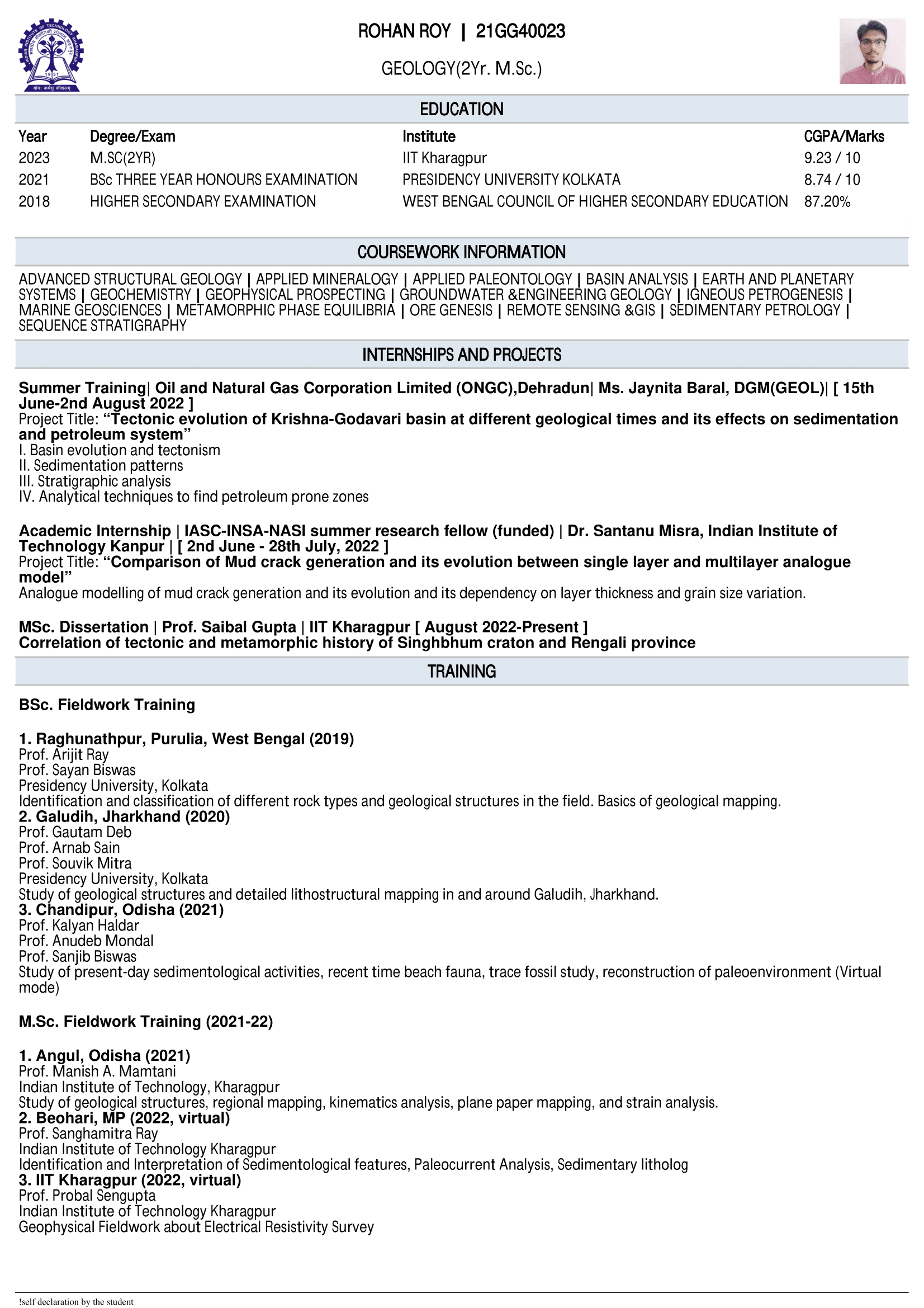 FORESIGHT(2023): Placement at Cairn Oil & Gas Vedanta Ltd.|Rohan Roy| | by  Student Welfare Group, IIT Kharagpur | Medium