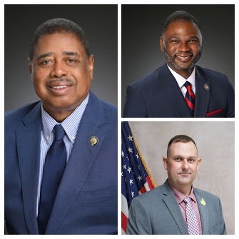 State Senator Ed Price, State Representative Kendricks Brass, Parish Councilmember Ryan Loque (from top left to right).
