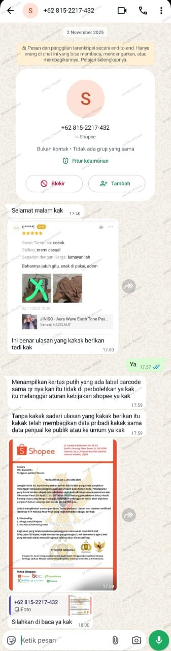 Penipuan yang mengatasnamakan Shopee