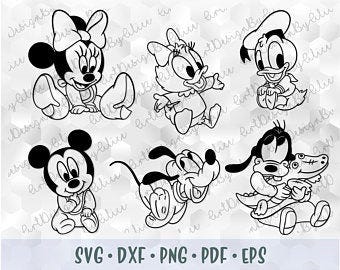 Baby Mickey Minnie Mouse Pluto Donald Daisy Duck Goofy svg png Cut ...