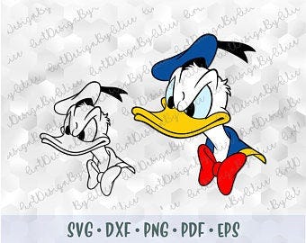 Svg png Donald Duck Head Face Layered Cut files Outline Mickey Minnie ...