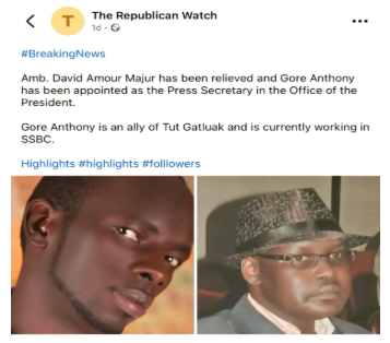 A screen grab of the post as published on Facebook