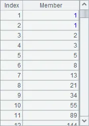 result table