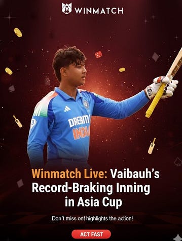 Winmatch Live: Historic U19 Asia Cup Batting Performance Young Indian batter raising his bat after a record-breaking innings in the U19 Asia Cup, featured in a Winmatch live cricket update.