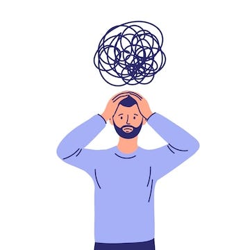 Imagen de ejemplo, recuperado de https://www.freepik.es/vector-premium/mujer-joven-triste-frustrada-marana-pensamientos-estado-depresion-situacion-confusa-desorden-mental-caos-hombre-ataque-nervios-siente-ansioso-confundido_20261661.htm