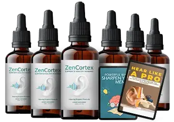 6 Bottles of ZenCortex saying underneath Try One 30 Day Supply $69 per Bottle90 Day Supply + 2 Free Ebooks $49 Per Bottle