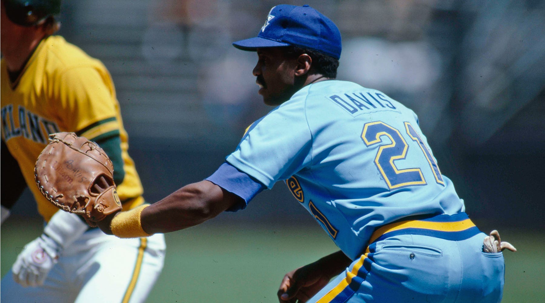 Bruce Bochte in the old Seattle Mariners uniform.