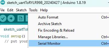 Open via Tools / Serial Monitor