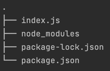 Our project file tree, including node_modules and package-lock.json