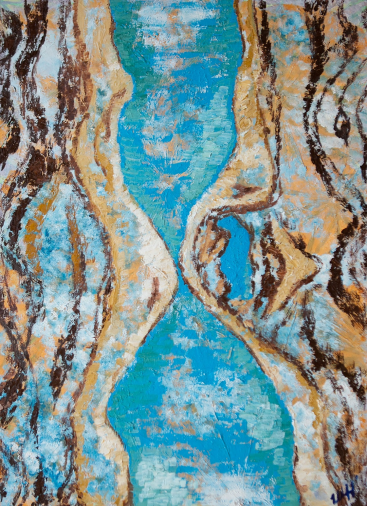 [Fig. 3] BARK OF TREE (2020), Oil on canvas on cardboard 70x50 cm. Credits: Svitlana Sherstiuk